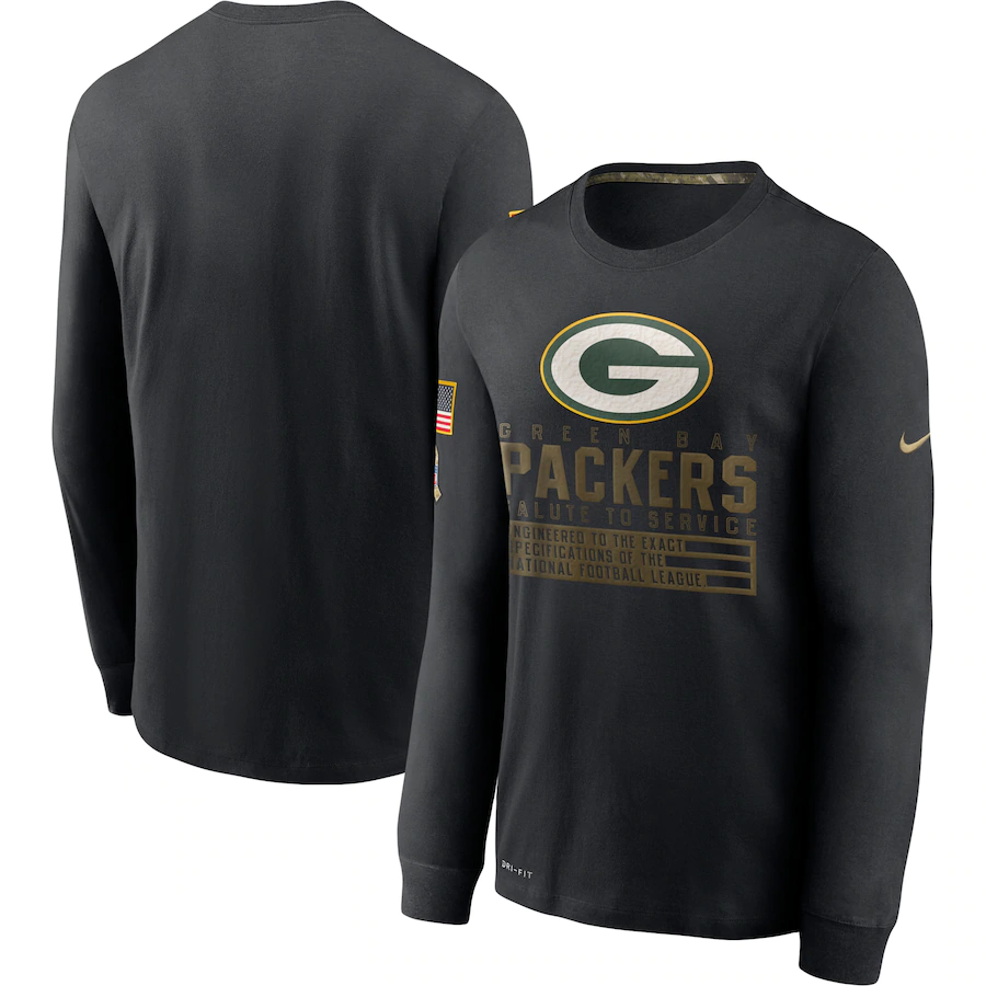 Men NFL  Bay Packers T Shirt Nike Olive Salute To Service Green